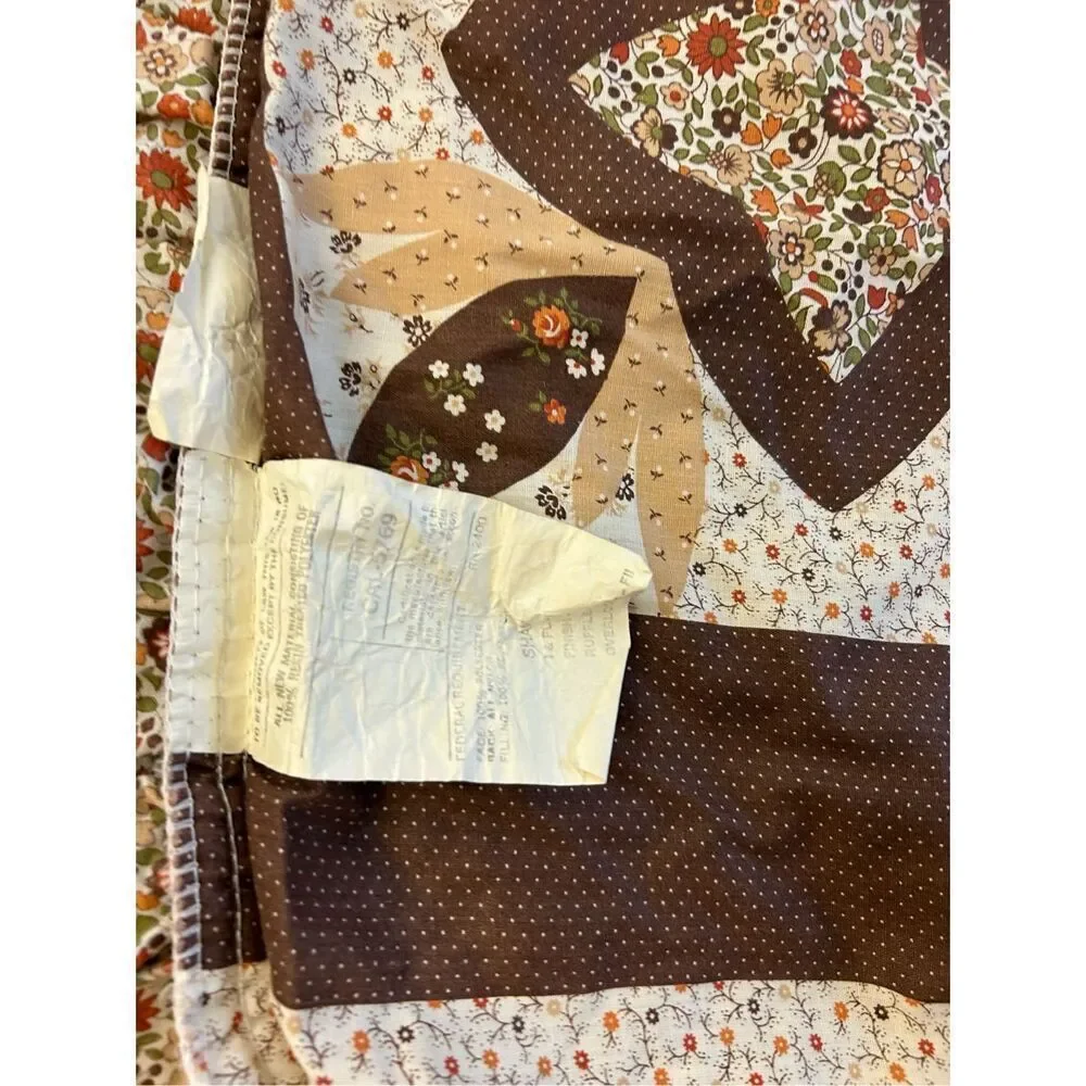 2 Sears quilted pilllow sham ruffle edges‎ vintage brown 100 polyester 35